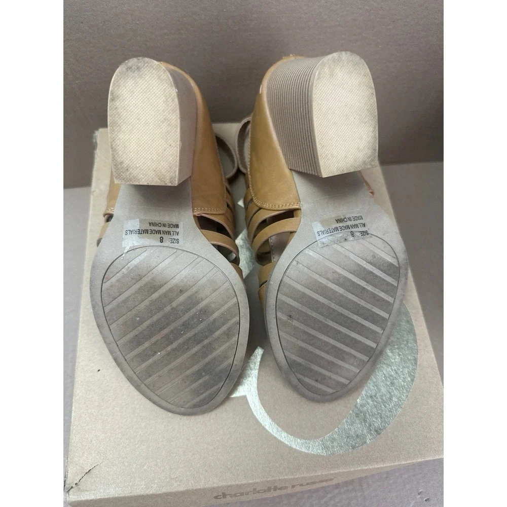 Charlotte Russe Womens 8 Tan Strappy Block Heels Barnes-209A